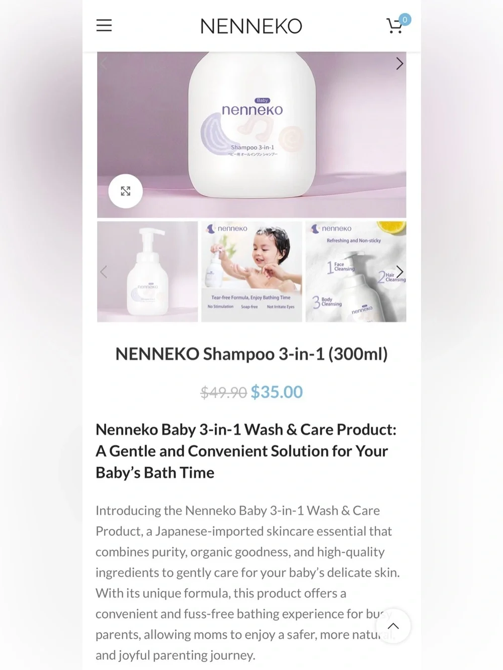 Nenneko Baby 3-in-1 Shampoo — Ages 0-12 Sealed NWT